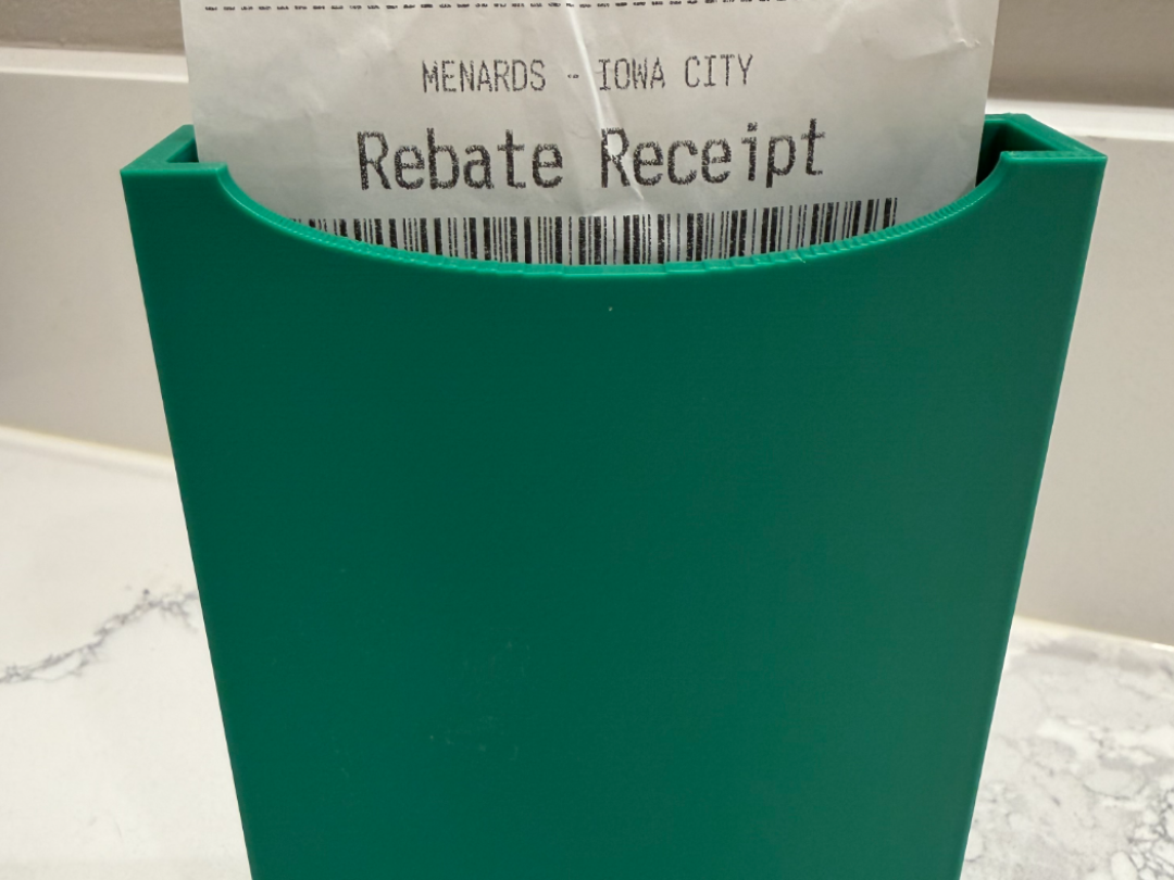 Menard's Rebate Receipt Holder