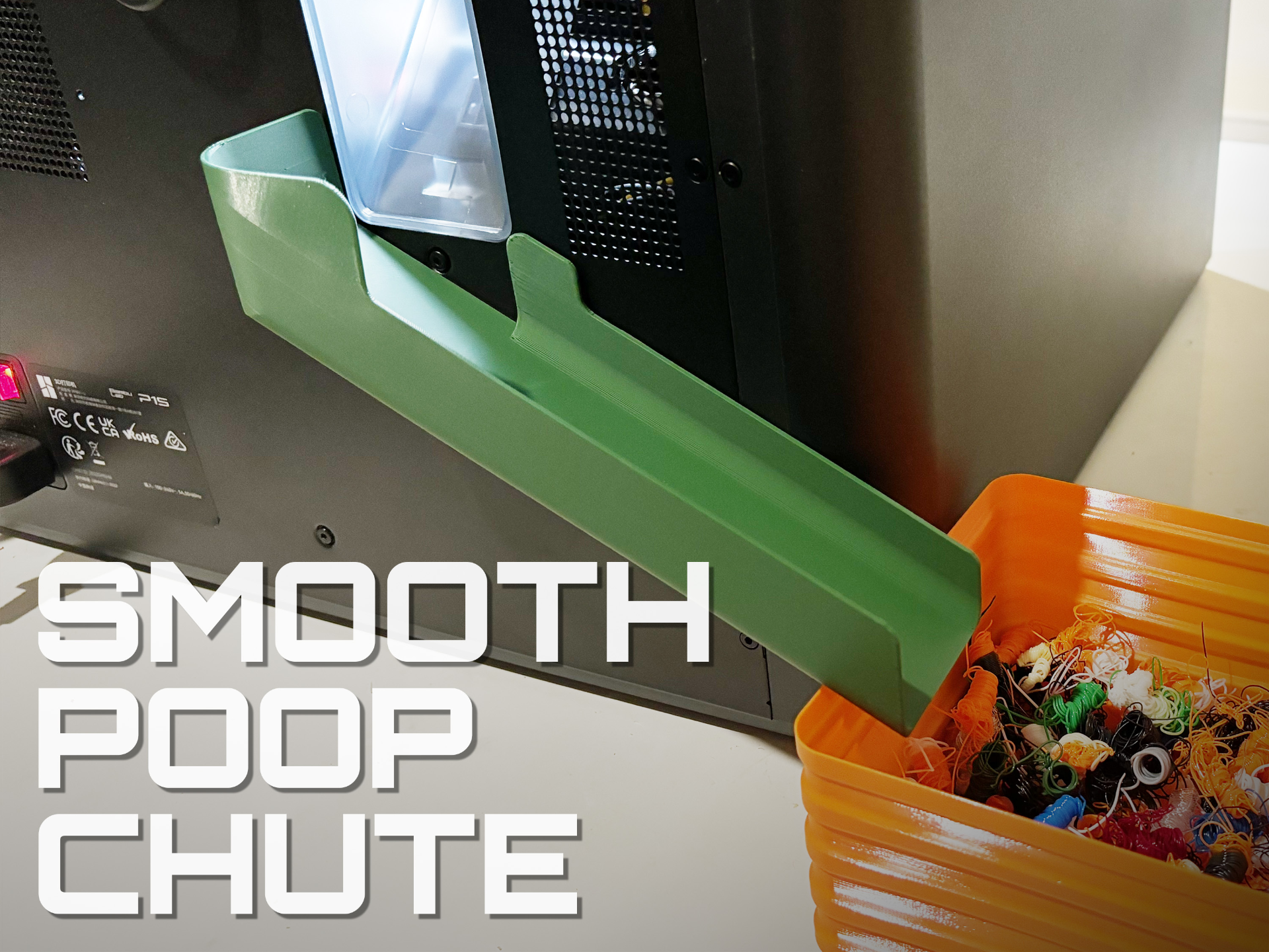 Smooth Poop Chute / Purge Slide (minimal filament usage)