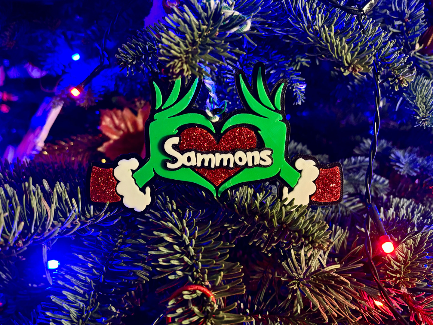 Grinch Heart Ornament with Editable text