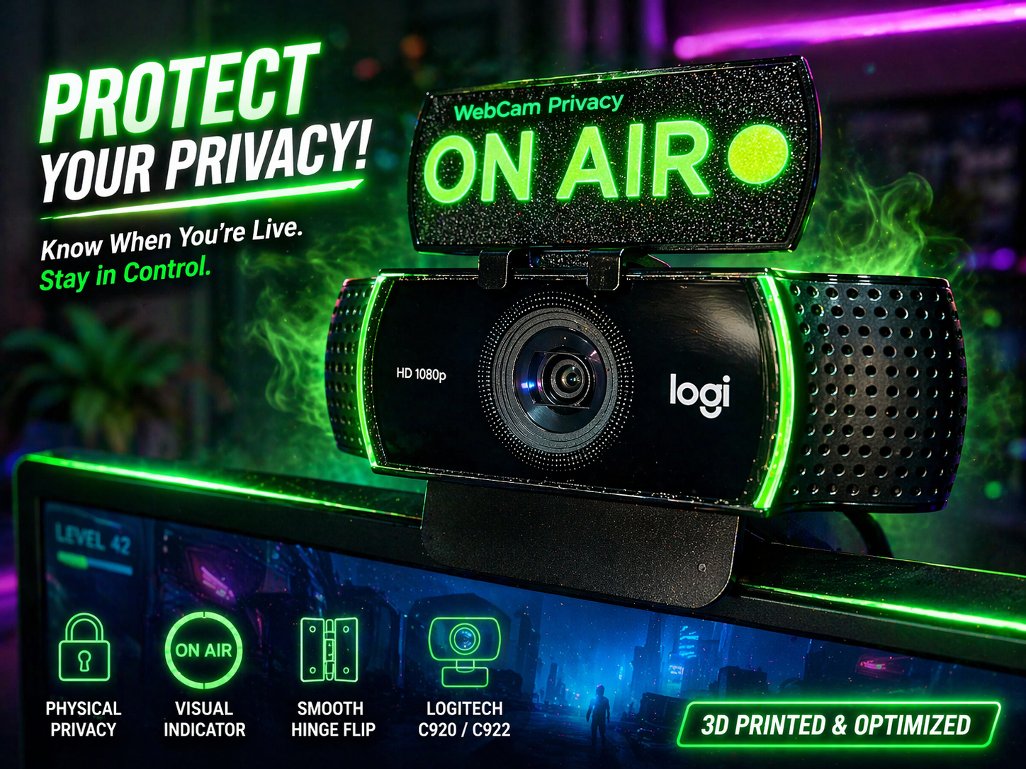 ON AIR Webcam Privacy Cover (Logitech C920/C922)