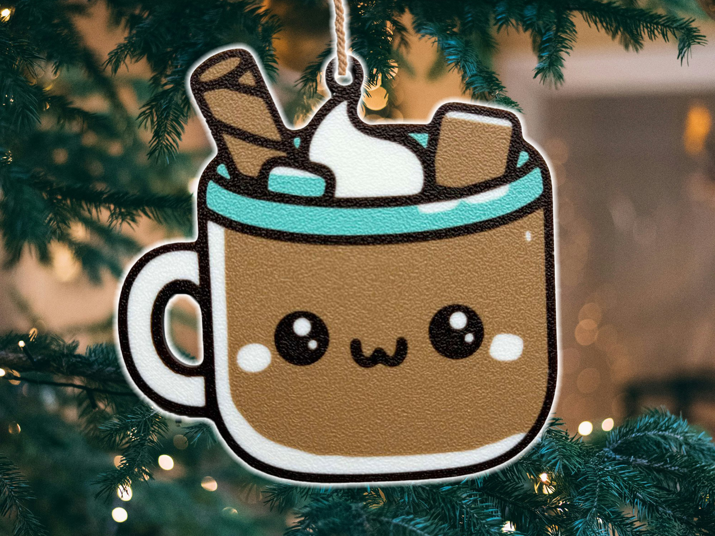 Cute Kawaii Hot Cocoa Ornament