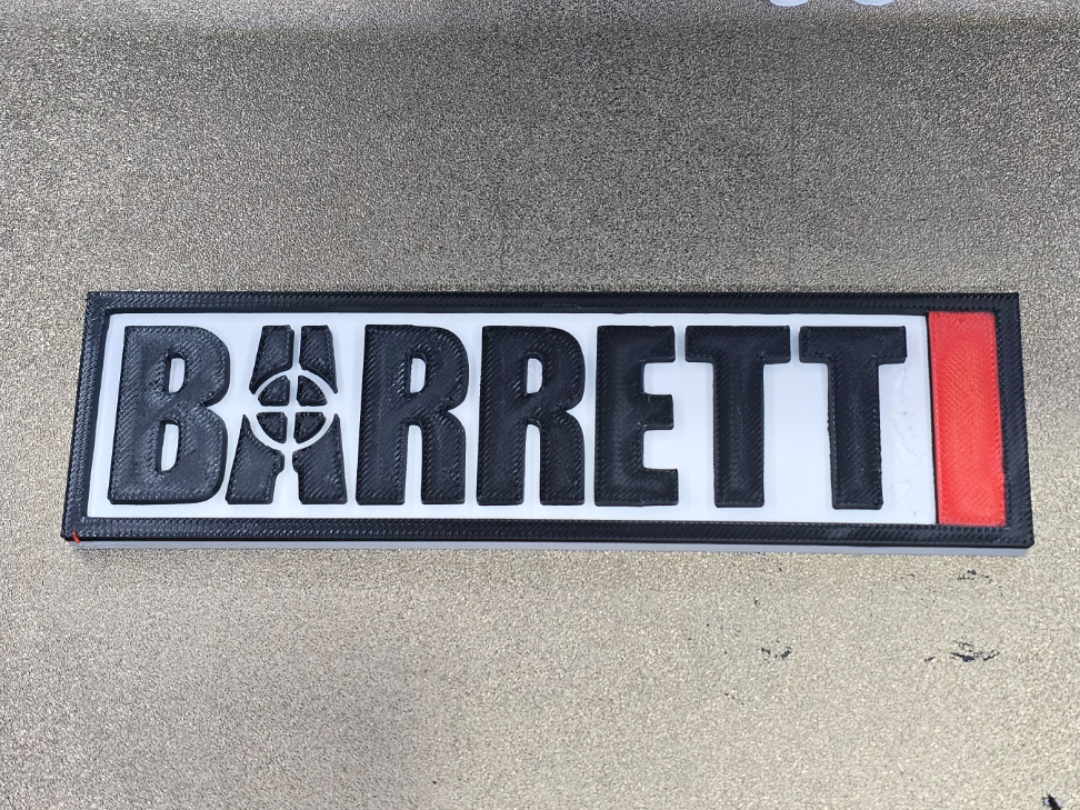 Barrett Firearms 3D Gun Logo Wall Sign Plaque
