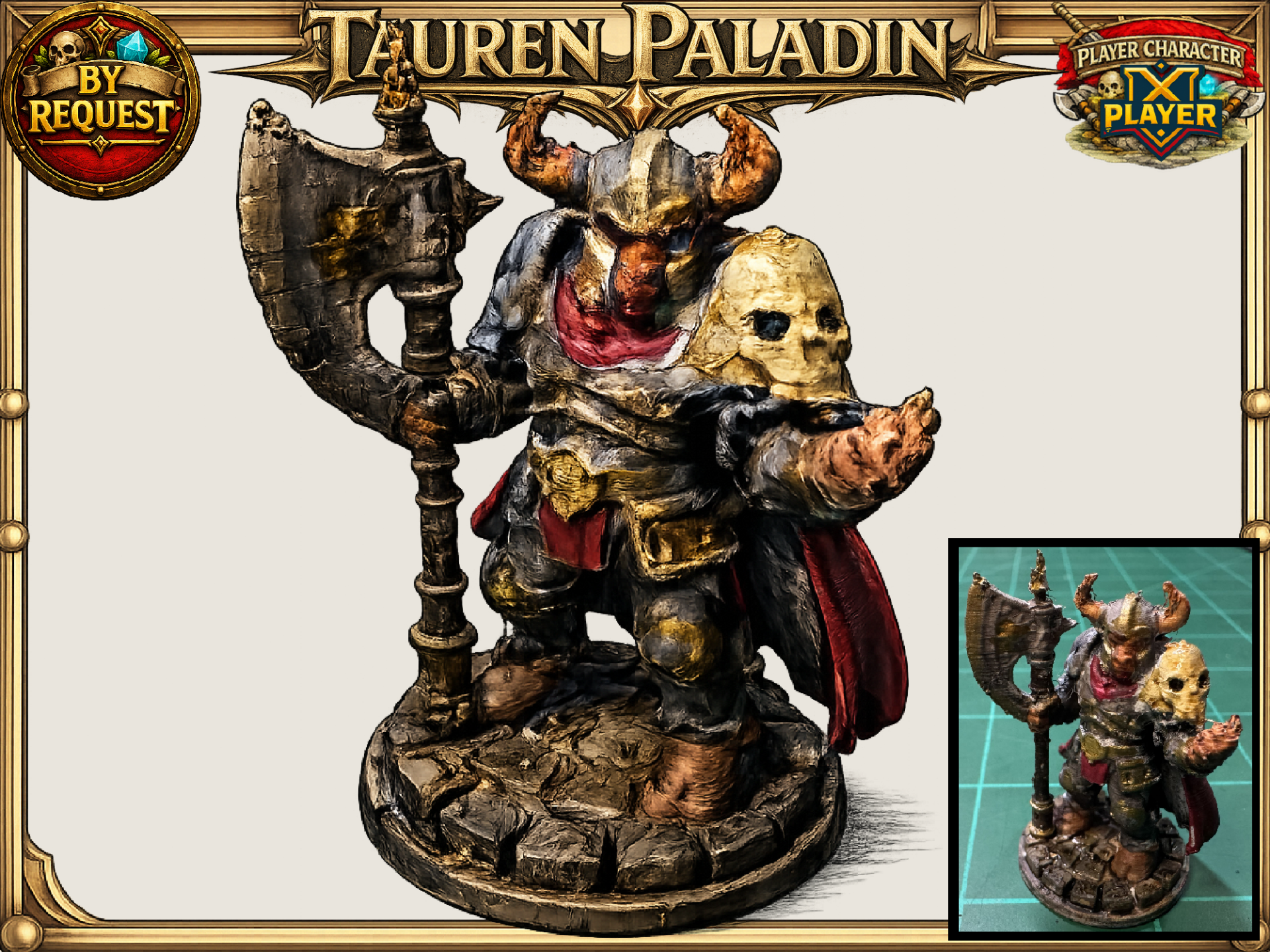 Tauren Paladin (Ver 3):DnD D&D Pathfinder Mini