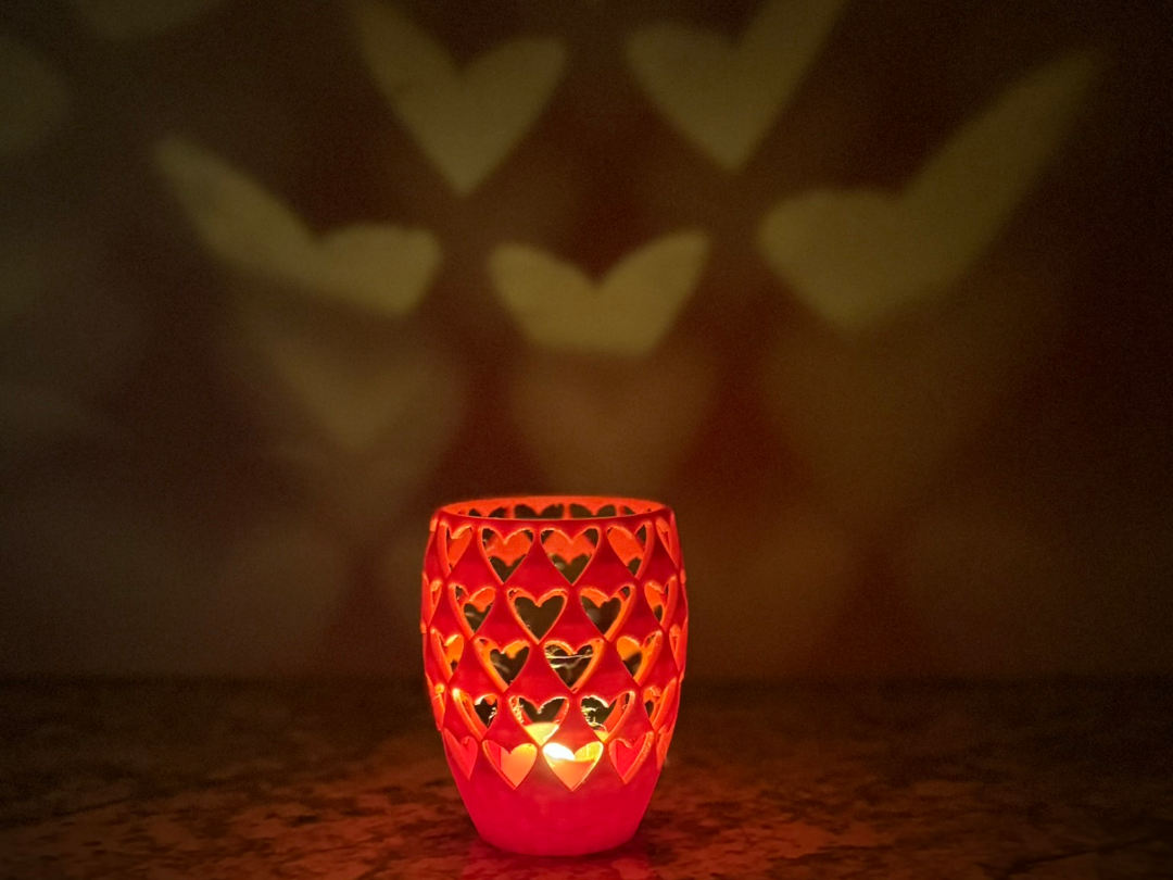 Heart-Shaped LED Tea Light Holder with Projection