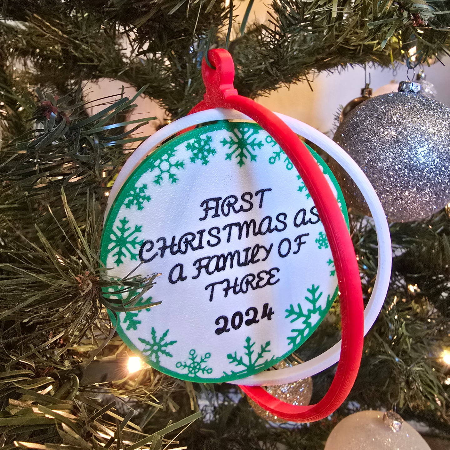 First Christmas As a Family of Three 2024 Ornament