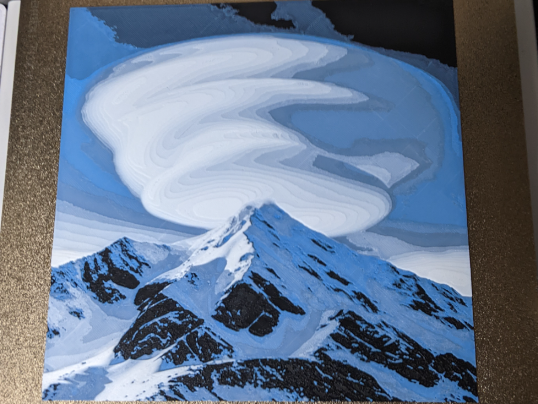 Snow Covered Mountain w/Lenticular Cloud HueForge