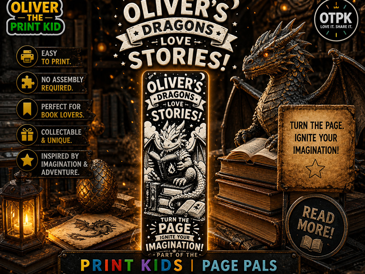 Oliver’s Dragons Love Stories Bookmark