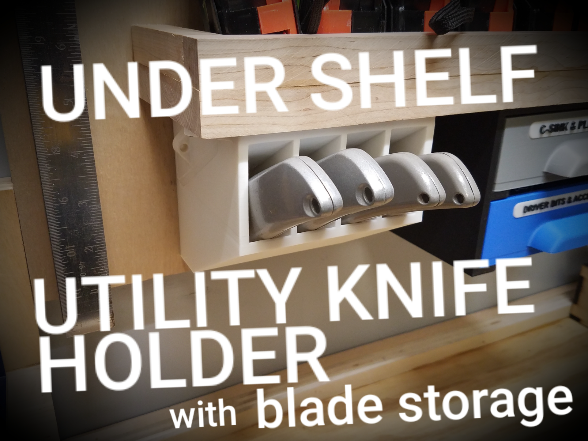 Under Shelf Utility Knife Holder with Blade Drawer