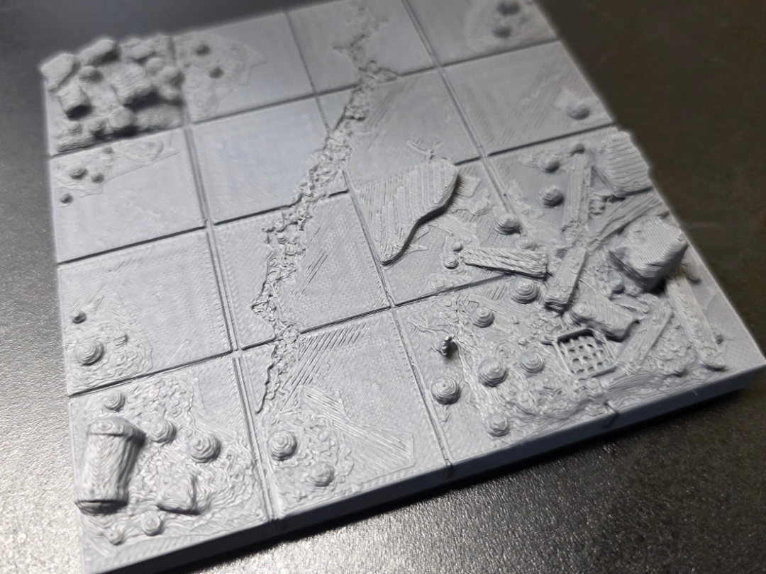 FDM optimized 4x4 "Ruined room" dungeon tile