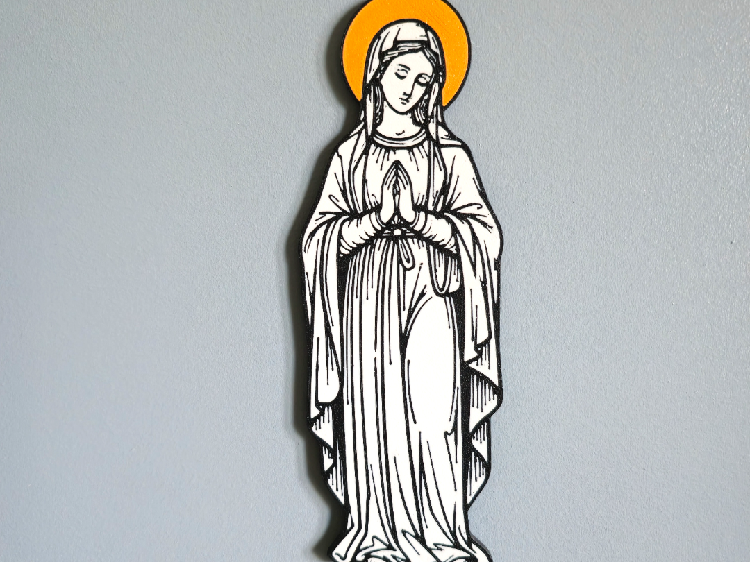 Vierge Marie en Prière – Icône Classique 2D Flat