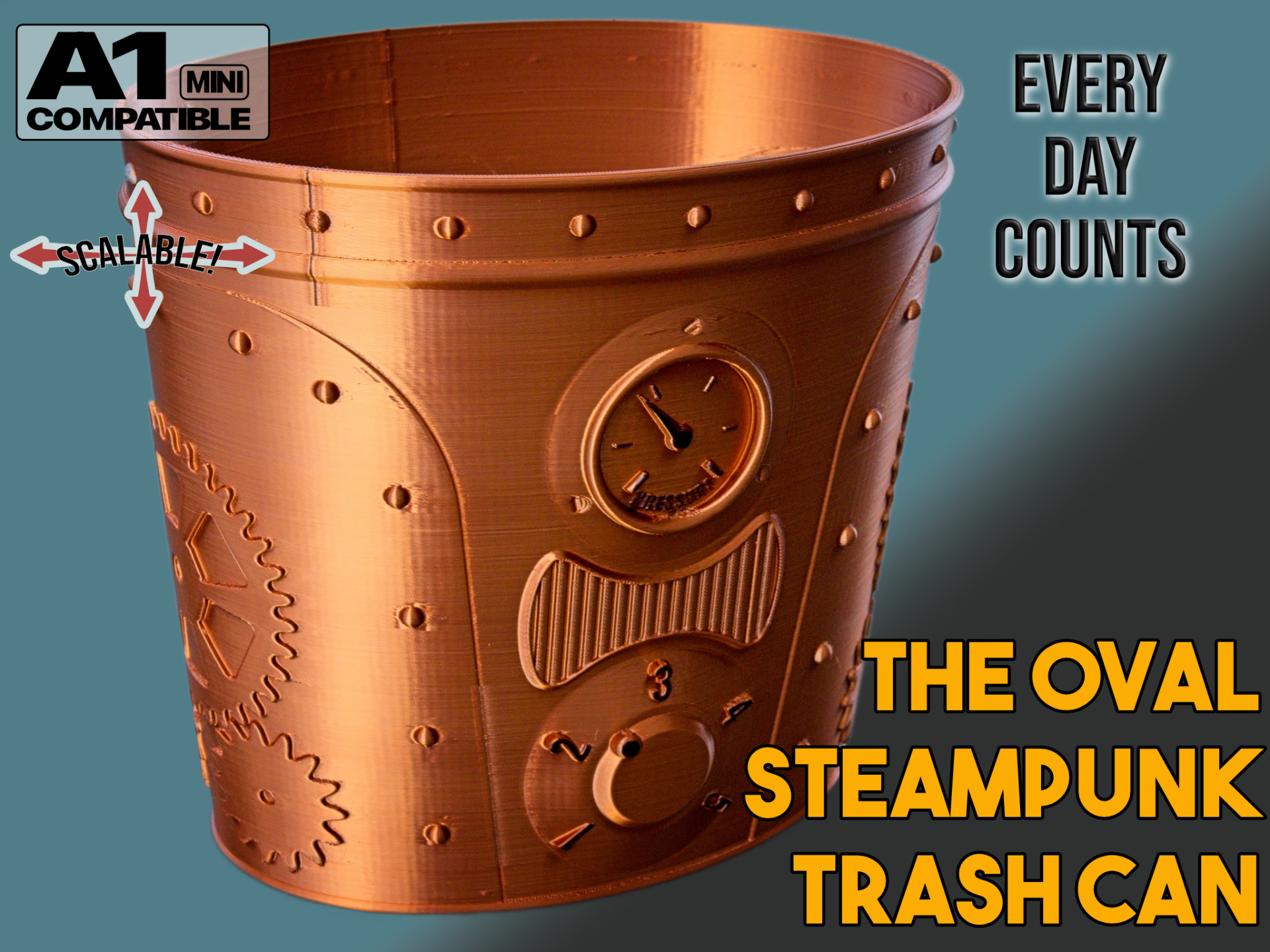 The Steampunk Trash Can (Oval)