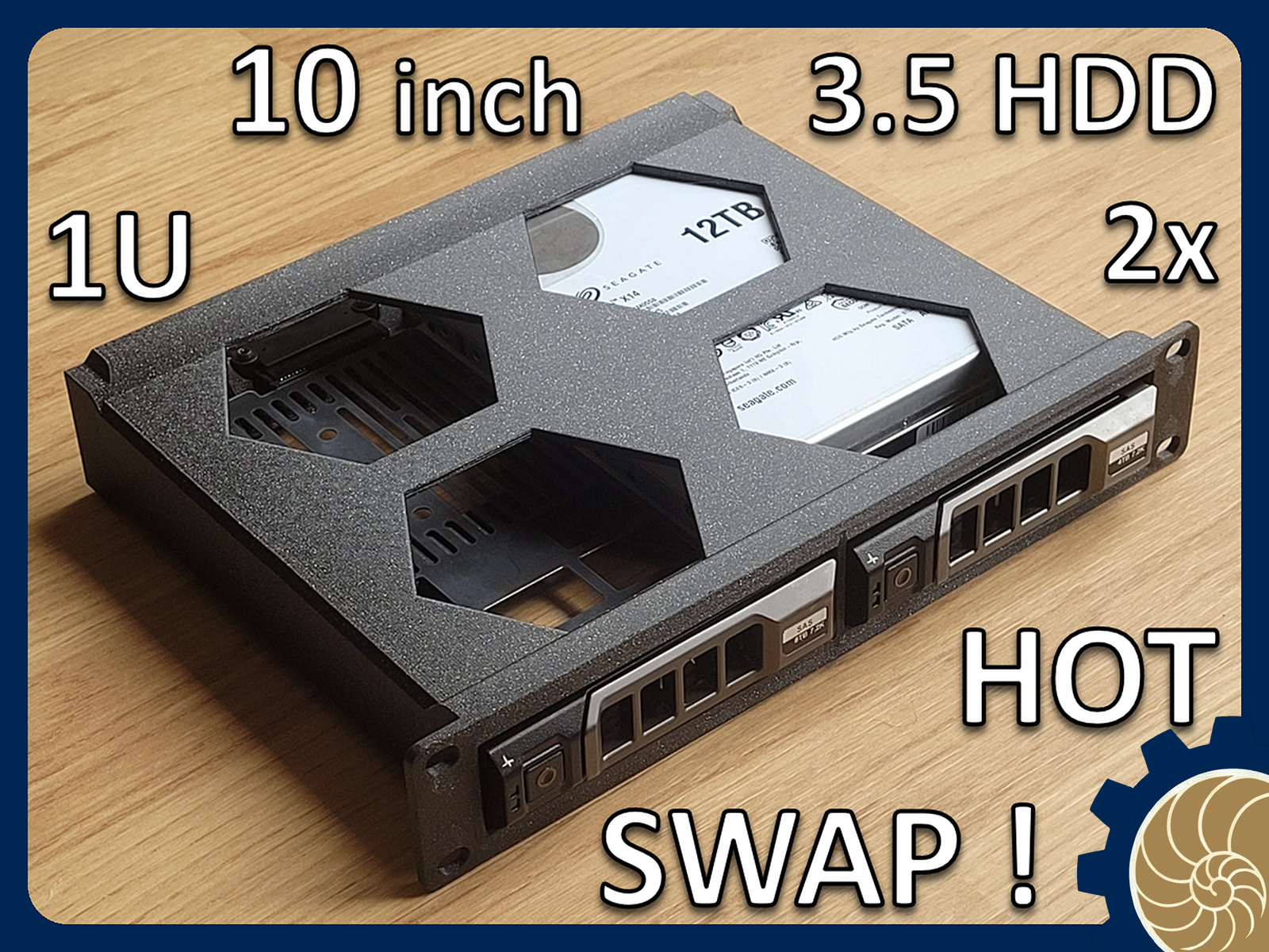 10 inch Rack 1U : 2 x 3.5 inch HDD - HOT SWAP !
