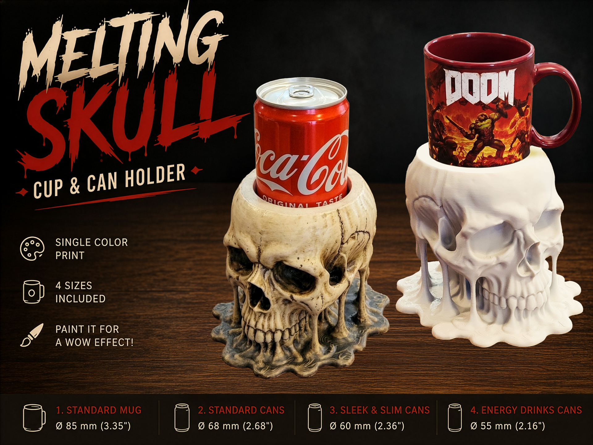 Melting Skull Cup & Can Holder