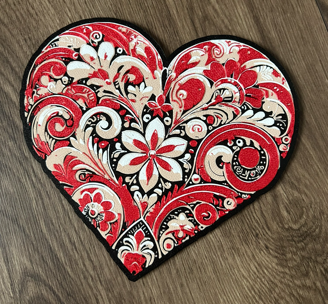 Folk wall art heart valentines