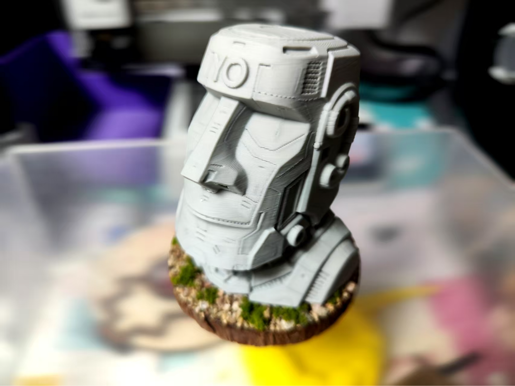 Cyber mecha Easter Island moai