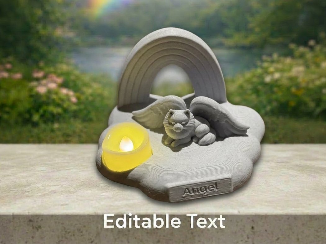 Angel Pomeranian on Cloud Rainbow Memorial