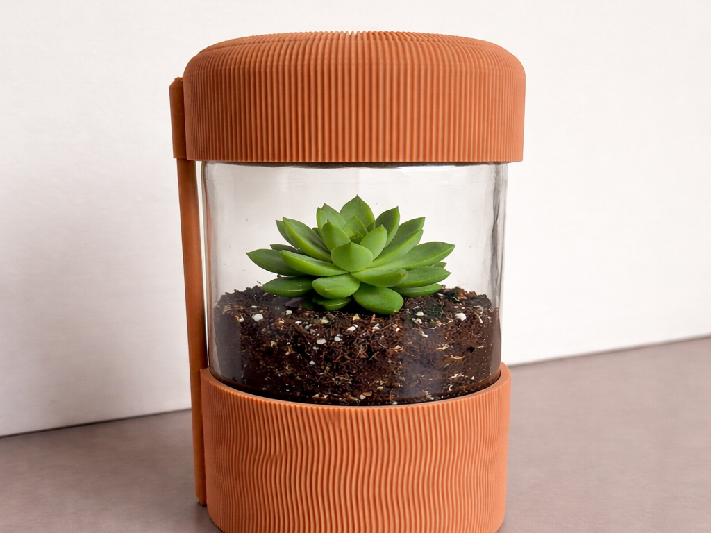 Plant Terrarium with light and re-used glass jar