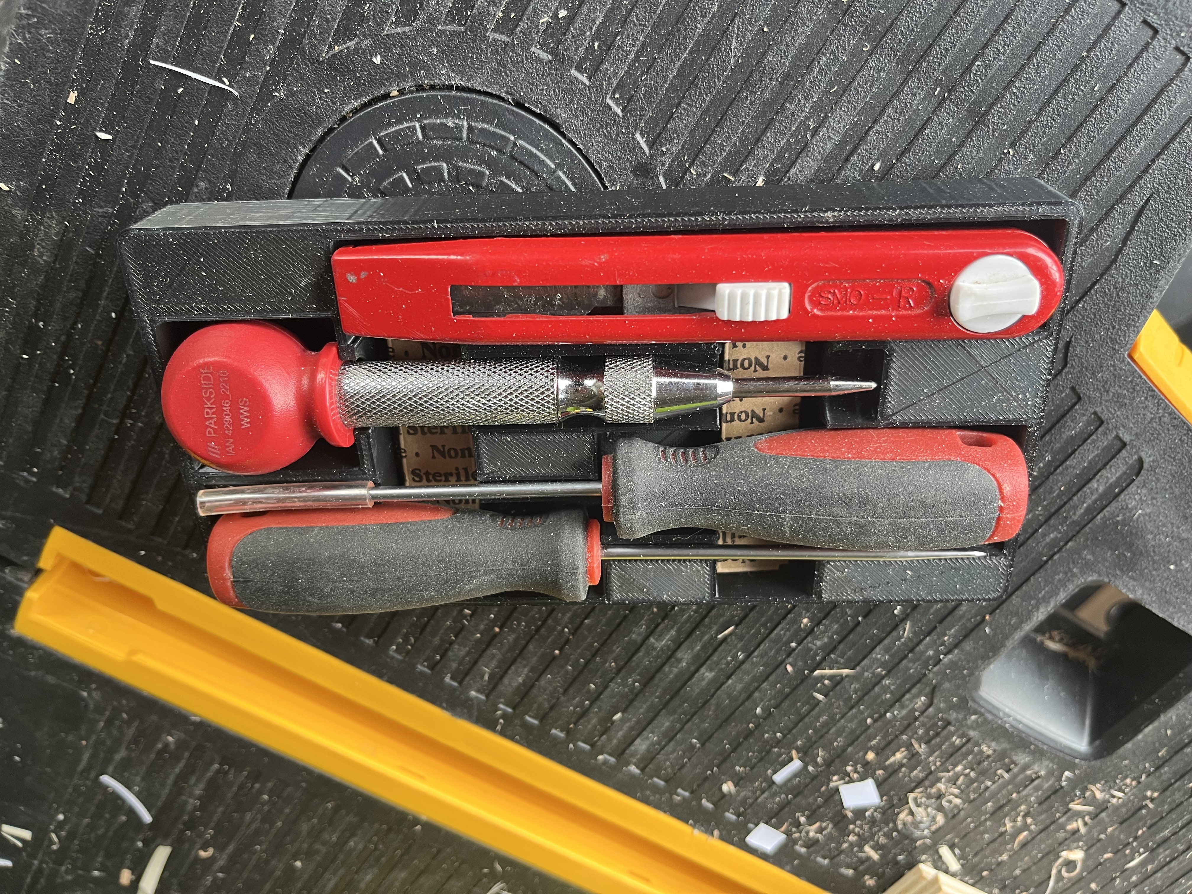 Gridfinity marking knife/bradawl tray