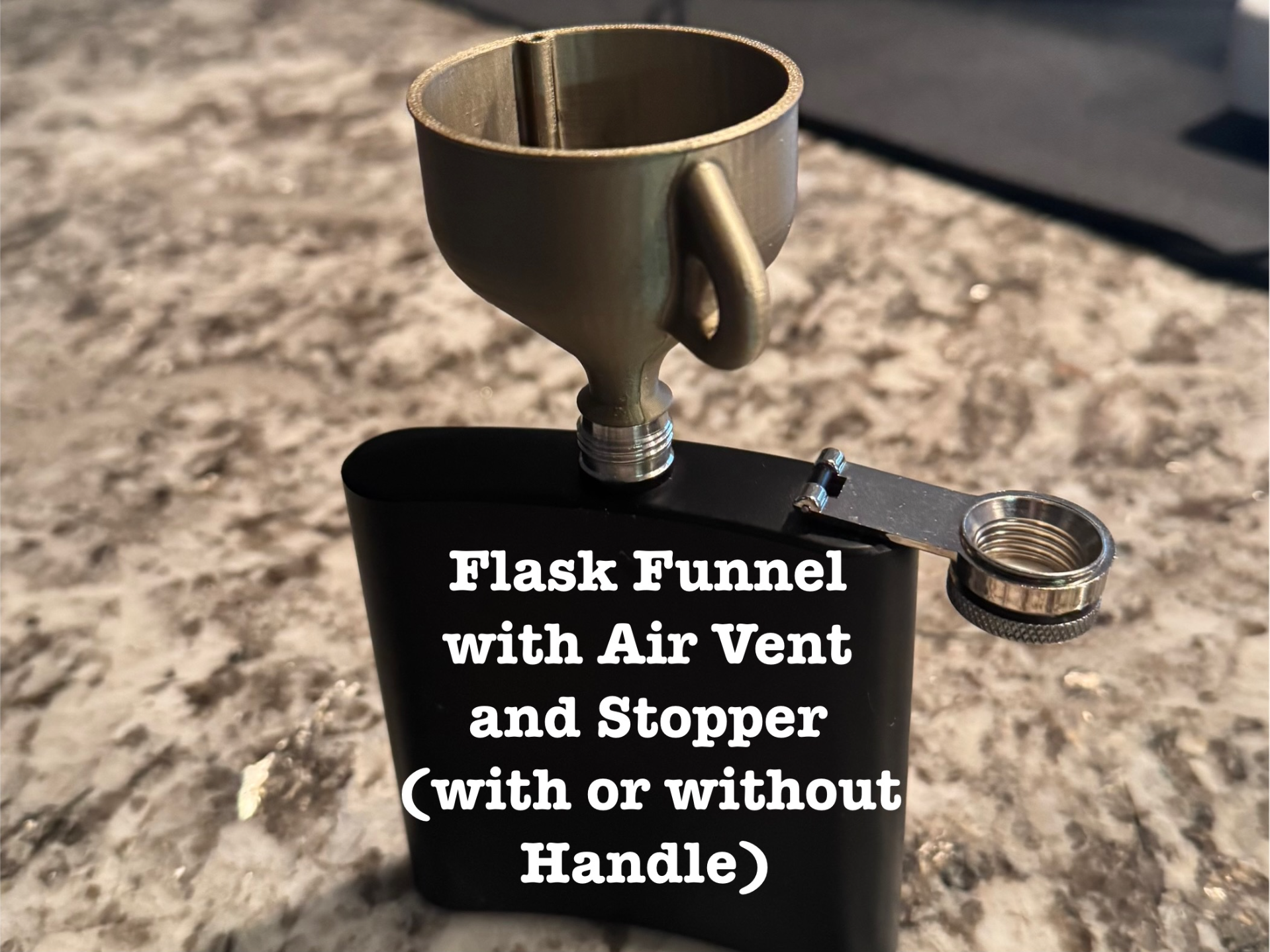 Flask Funnel w/ Air Vent, Entry Stopper, & Handle
