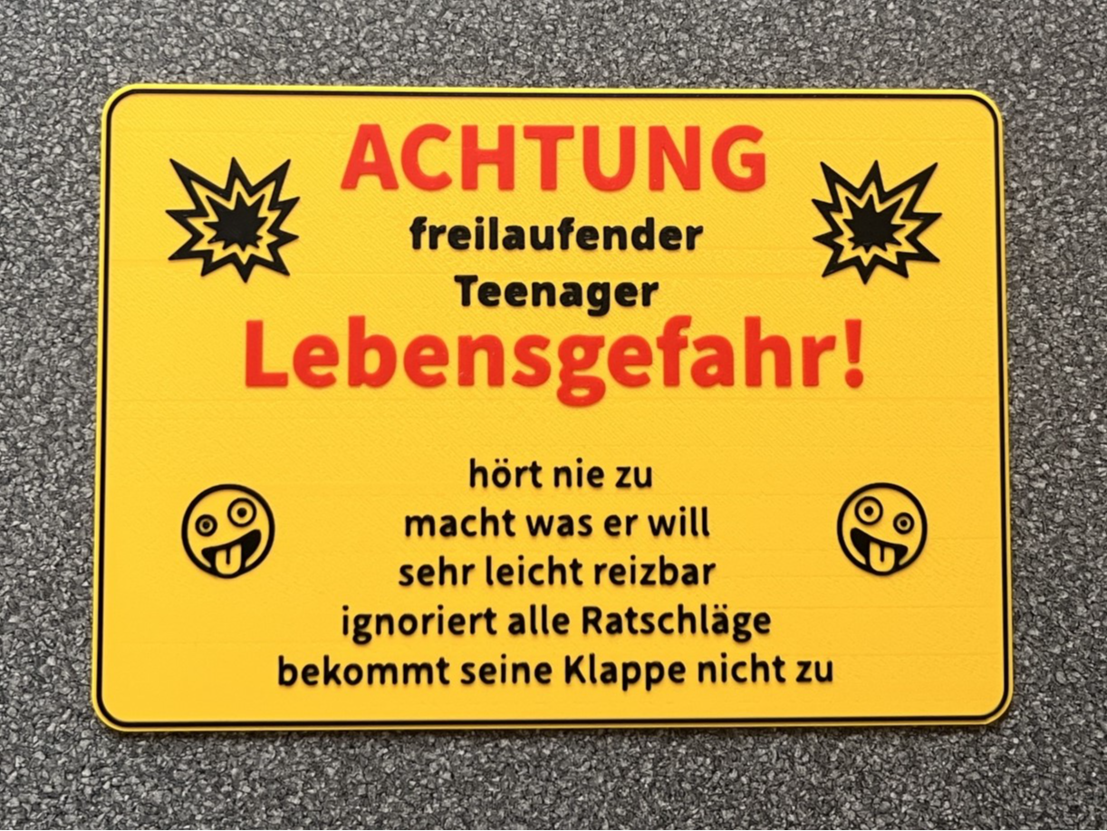 Türschild Lebensgefahr Teenager 200x140