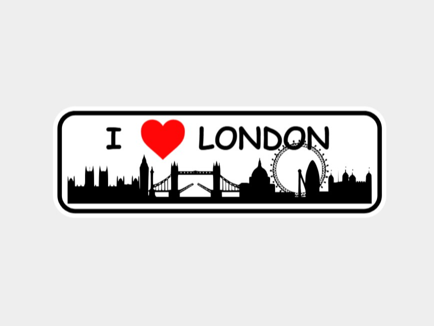 Skyline de Londres - Placa de estilo "I LOVE""