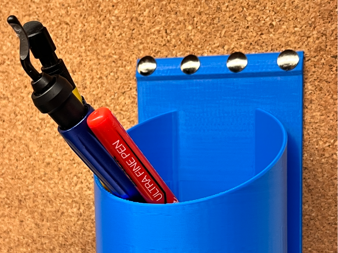 Cork board pen cup