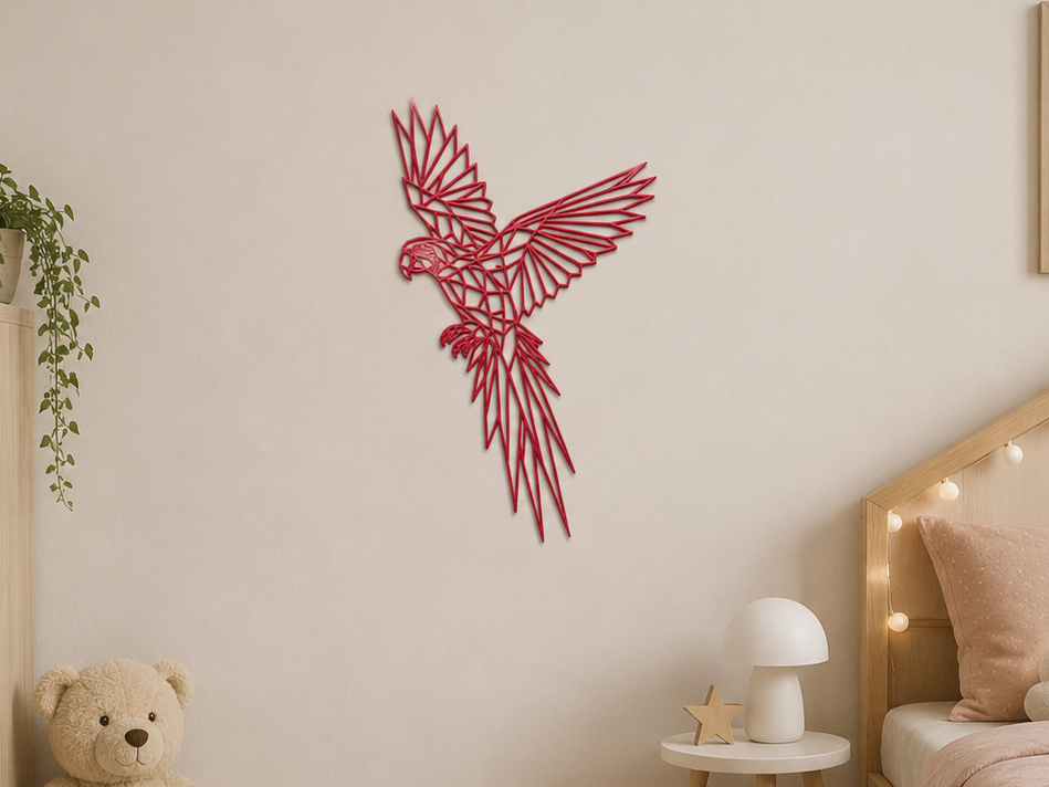 Geometric Red Parrot Wall Art