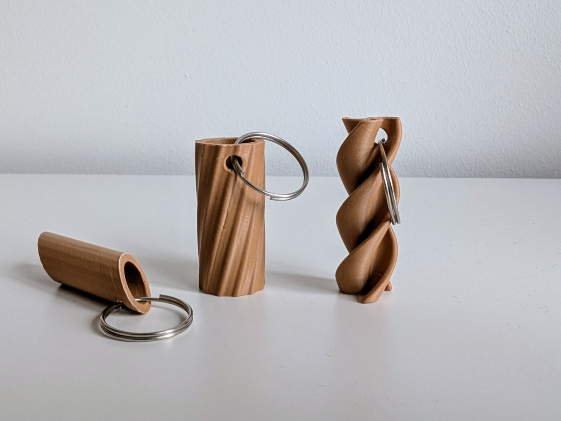 Pasta Keyrings - Penne, Fusilli & Tortiglioni.