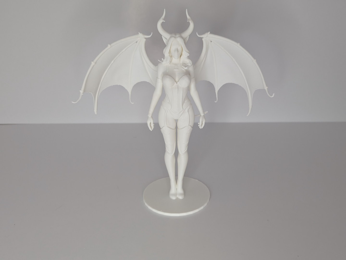 Demoness with huge wings big statue