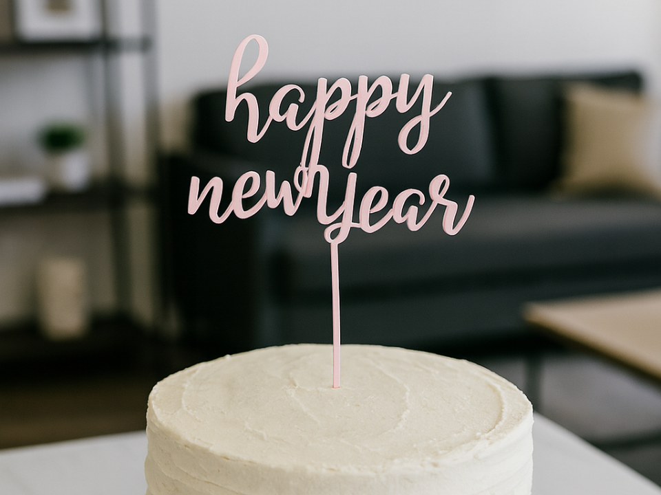 Happy New Year Cake Topper, Frohes Neues Jahr