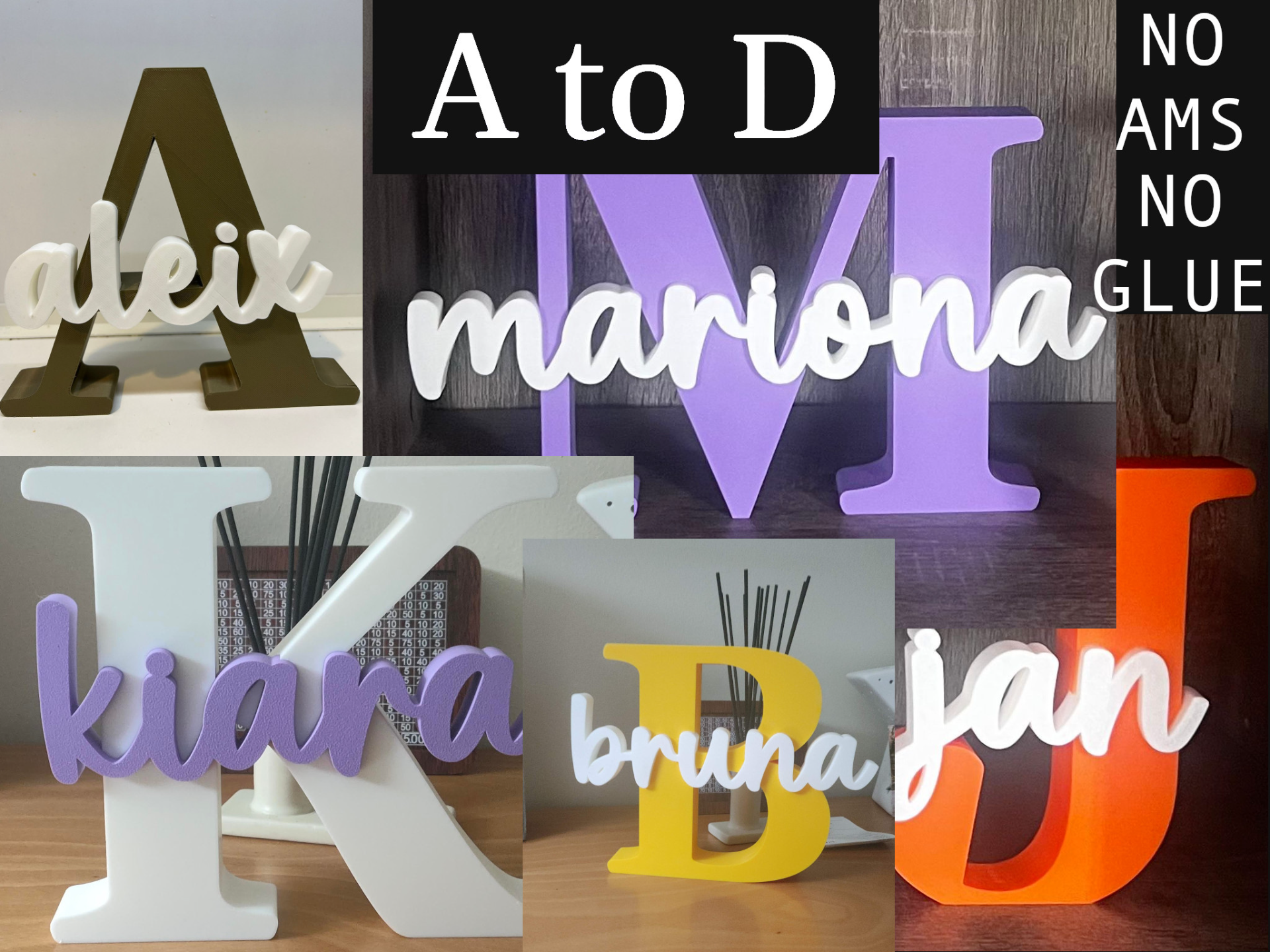 Layered Initial and Name Sign (A–D)