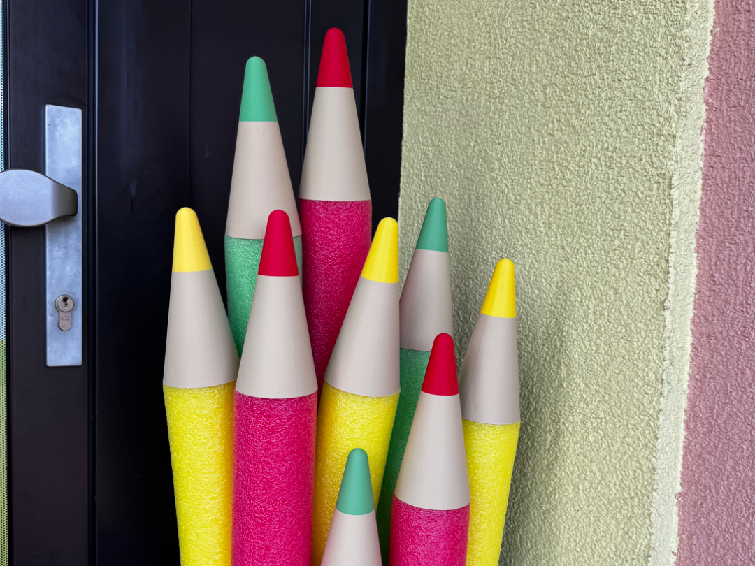 Giant pencil tip for pool noodle