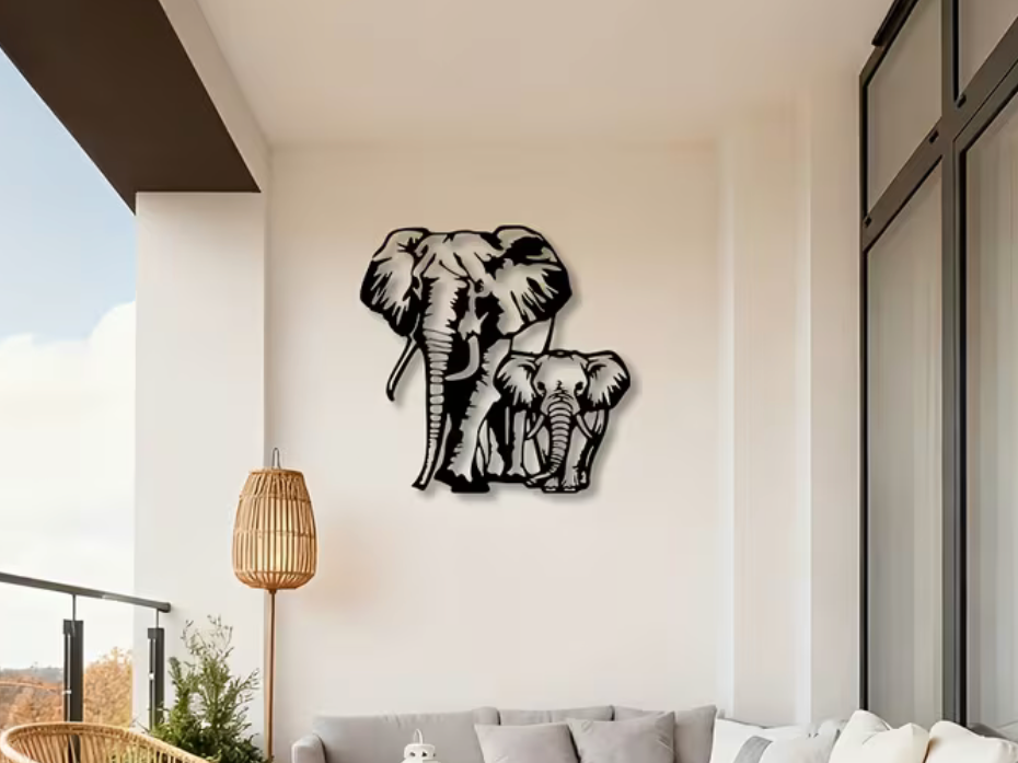 Elephant family 2D wall art
