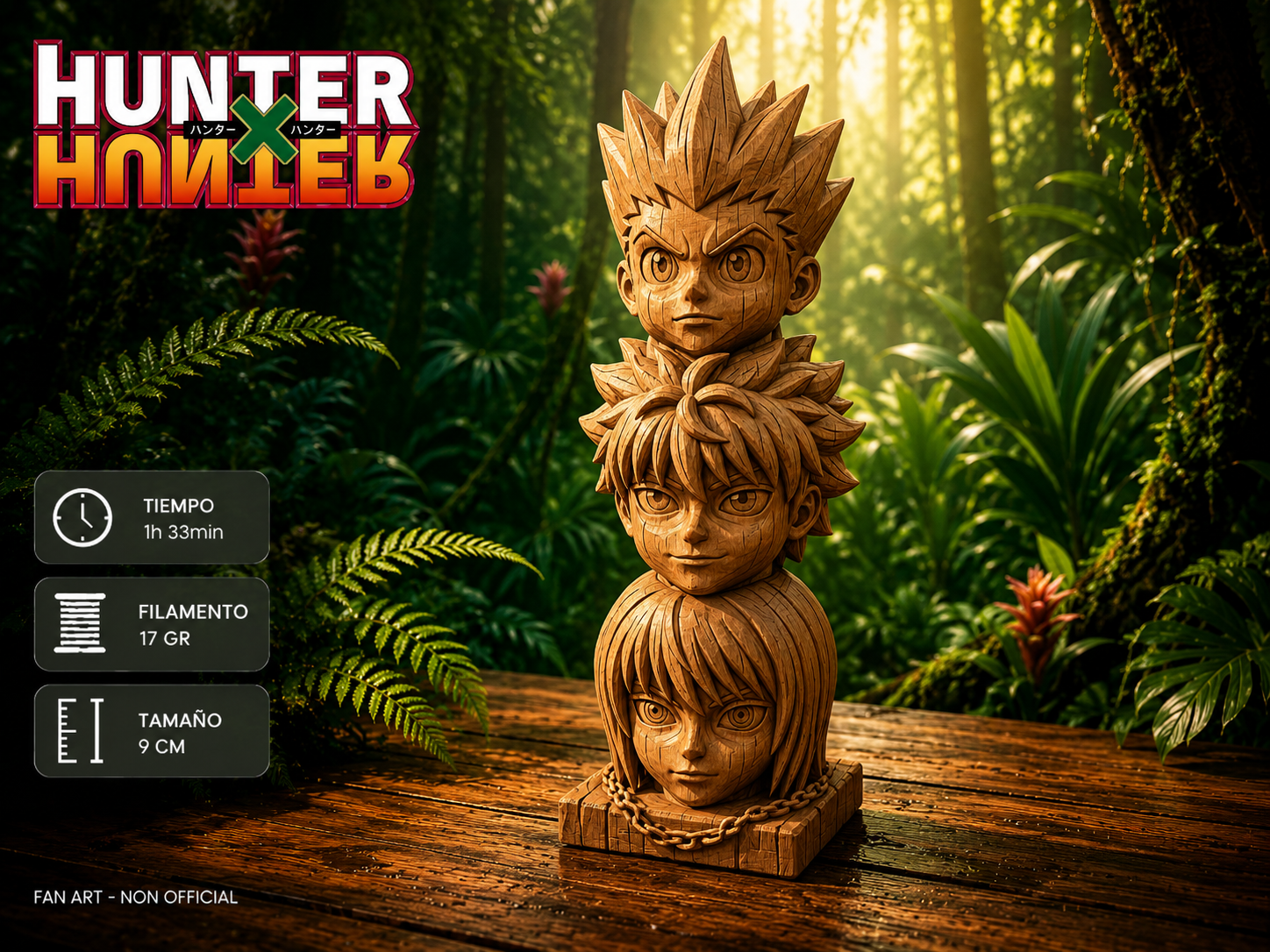 Gon Killua Kurapika Wooden Totem Hunter x Hunter