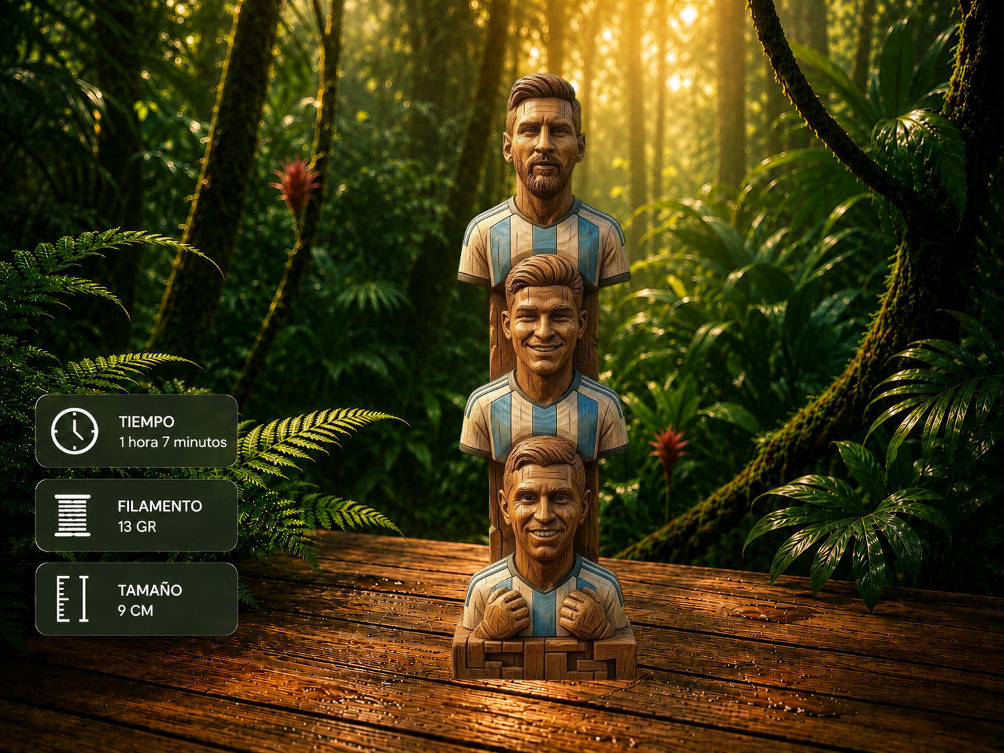 Messi Julián Álvarez Dibu Wooden Totem Argentina
