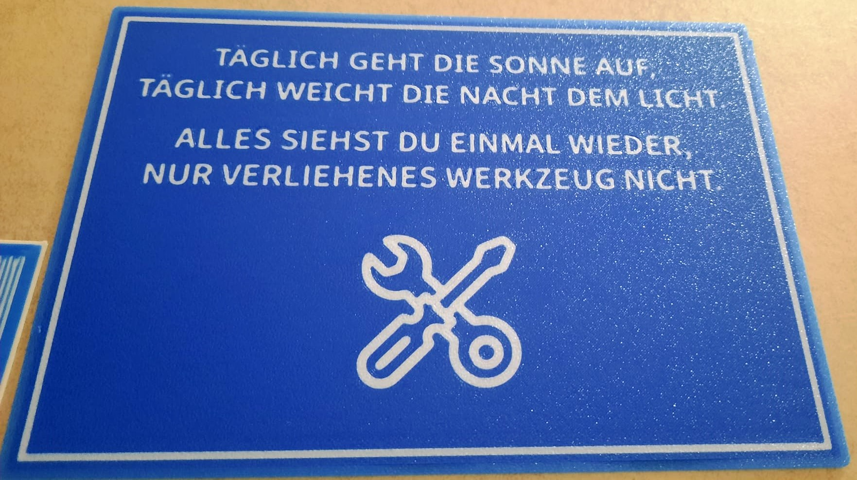 Werkzeug Schild / Tool sign (verliehenes Werkzeug)