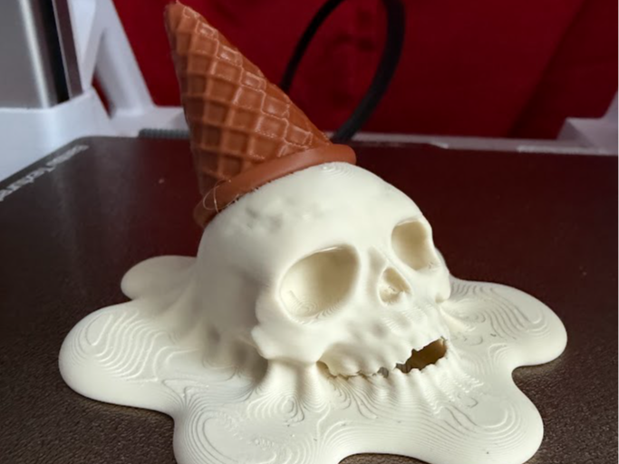 Melted skull ice cream