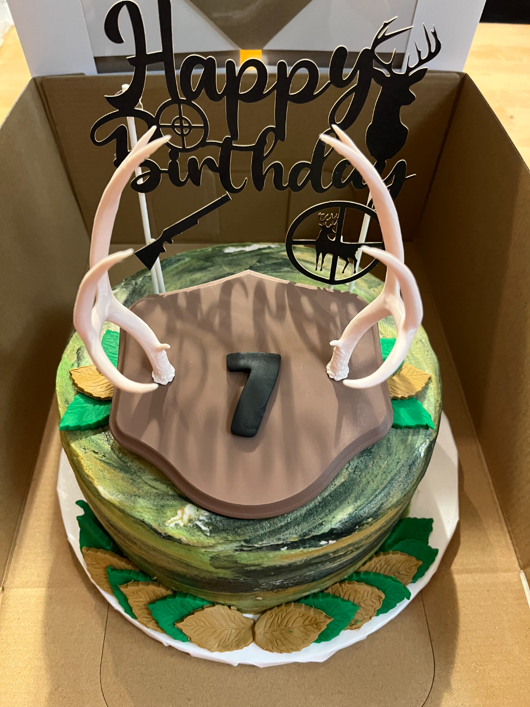 Deer Antler Mount Birthday Cake Topper