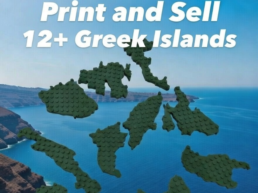 Greek Islands Brick magnet with movable heart peg