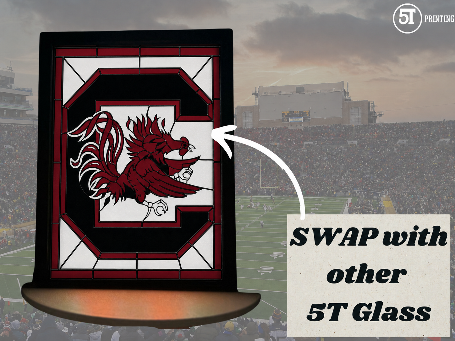 South Carolina gamecocks light (swappable glass)