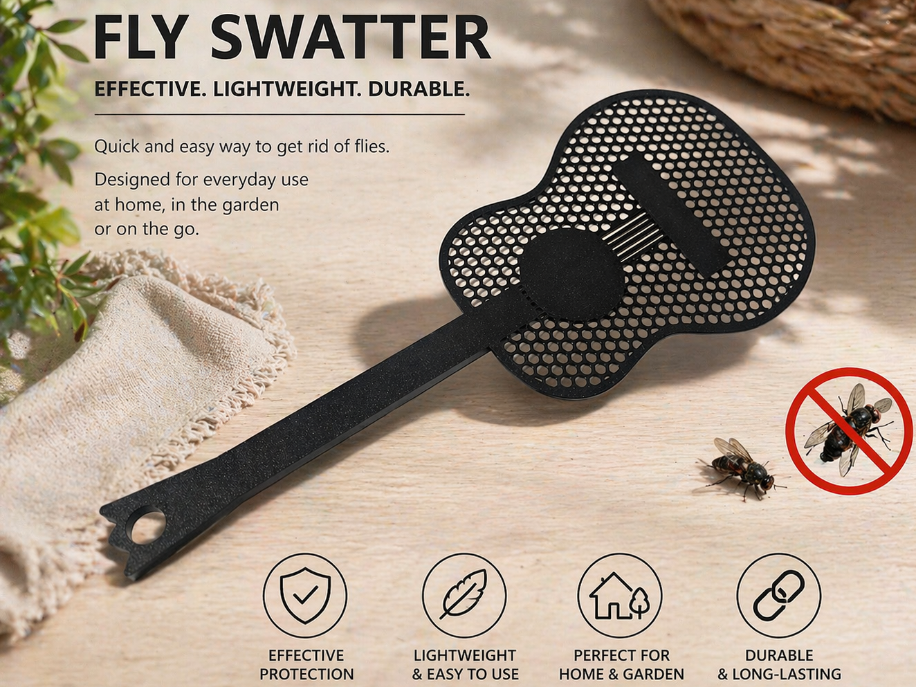 Fly swatter - Guitar hex (easy print, no AMS)