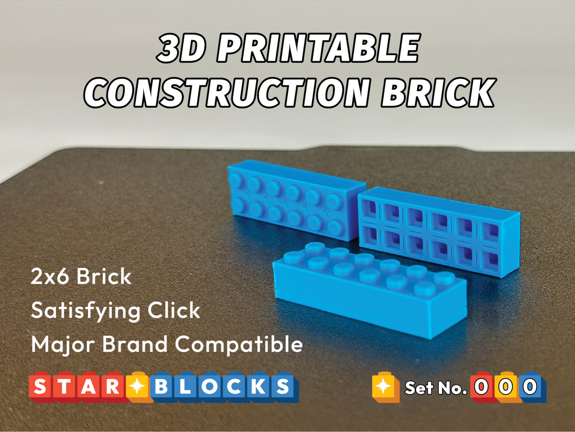 Starblocks 3d Printable 2x6 Construction Brick
