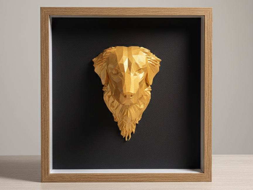 Golden Retriever Bust Low Poly Art
