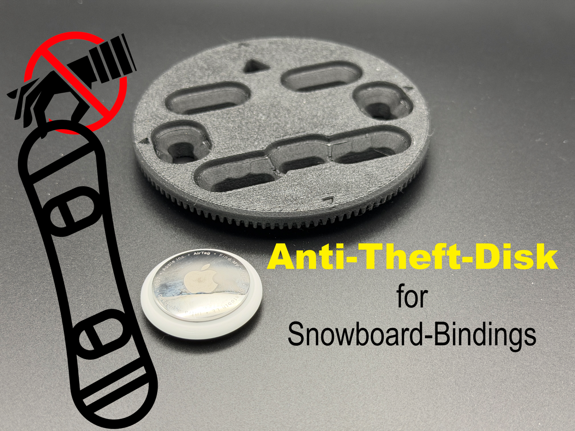 Snowboard-Binding Disk for AirTag 96mm w. Offset