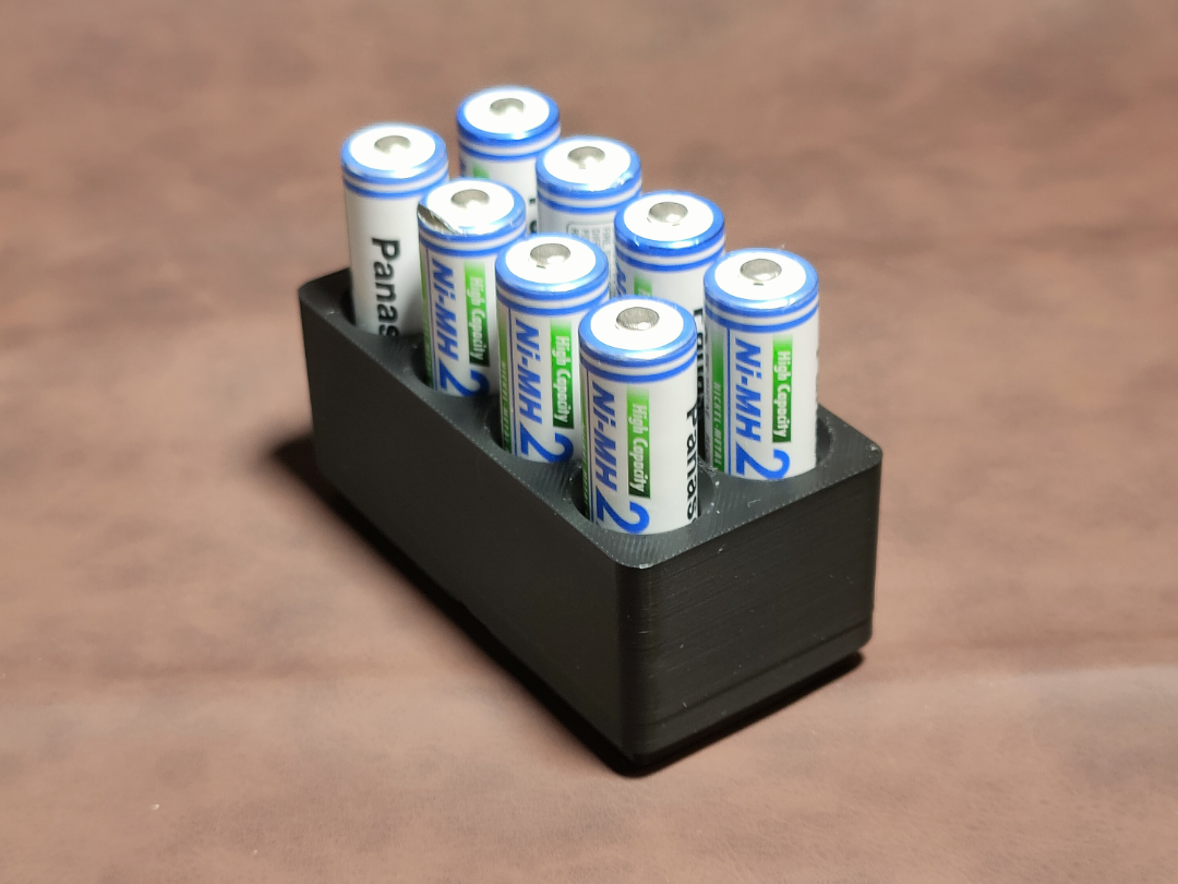 Gridfinity Battery Holder (2x1) for 8x AA Batterie