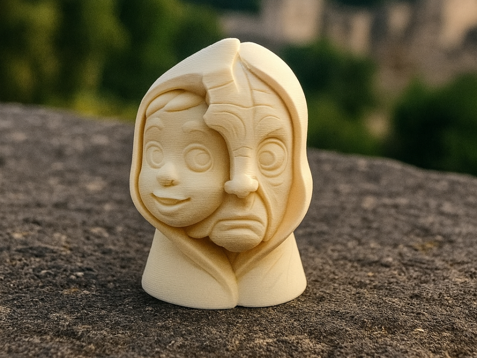 Gesicht der Zeit im Kapuzenmantel