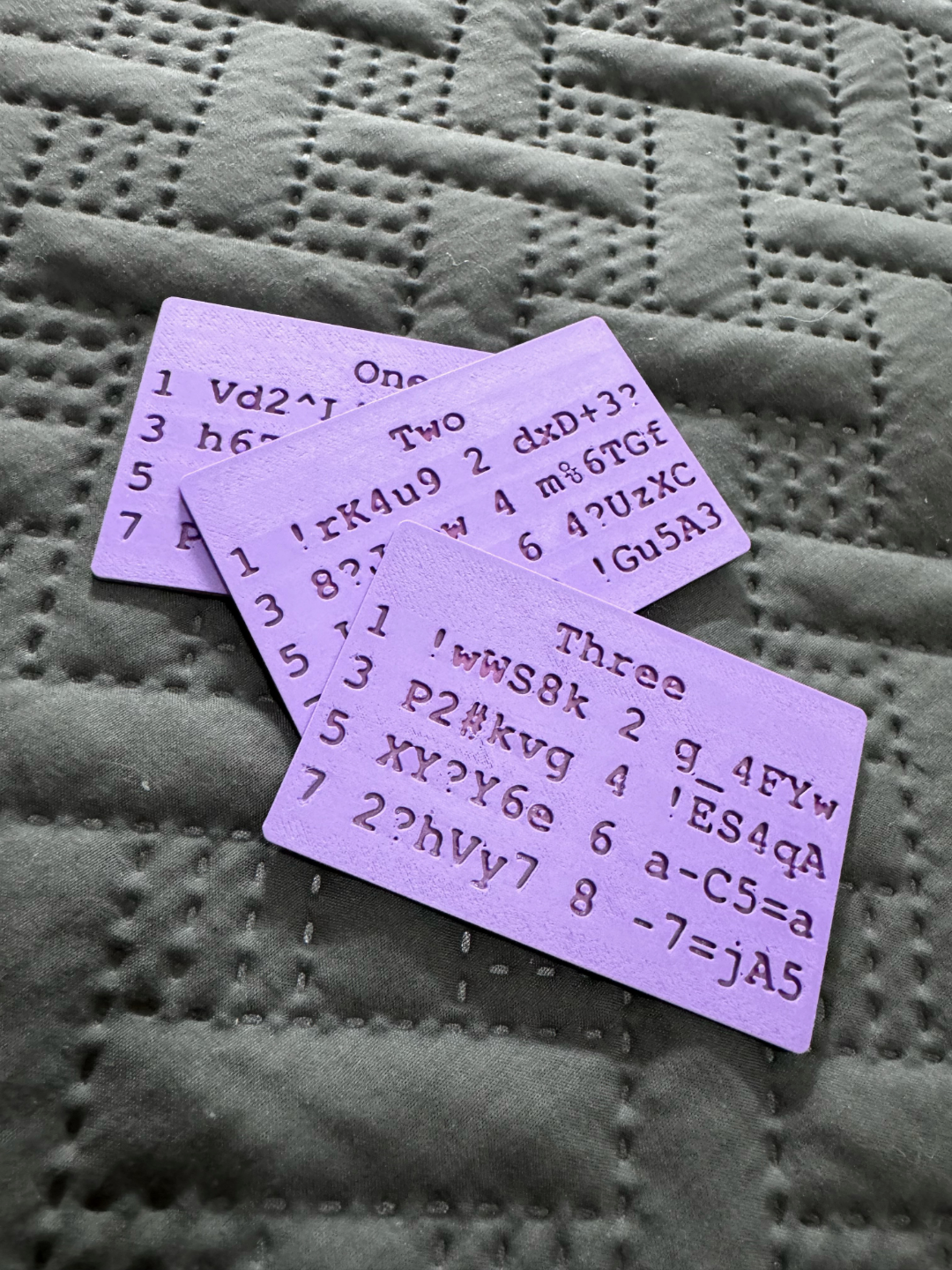 Handy secure password cards