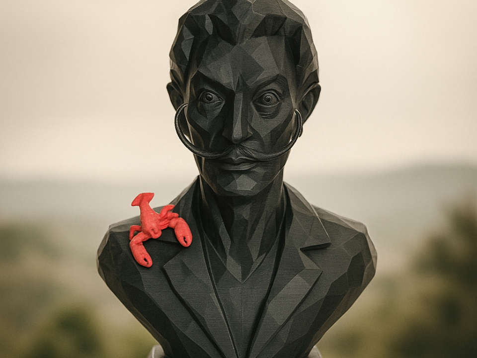 Salvador Dalí Bust – Low-Poly Surrealist Sculpture