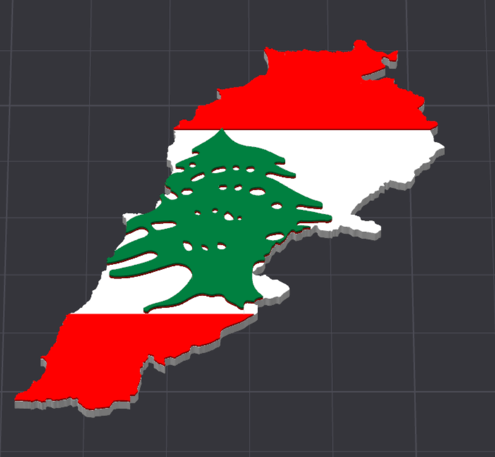 Lebanon map with flag