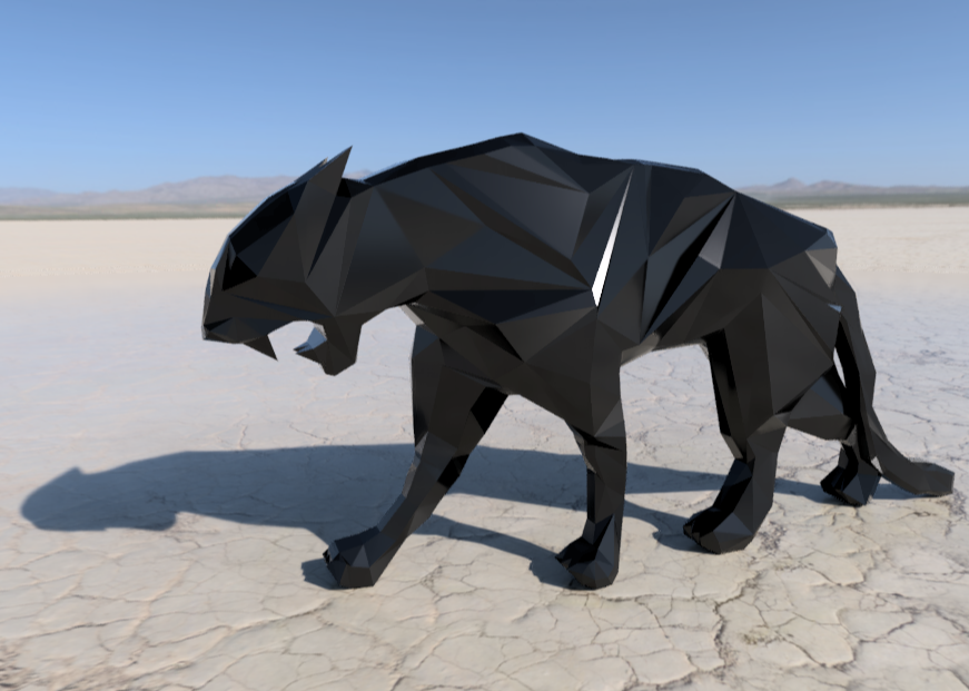Polygonal Panther 3D Model